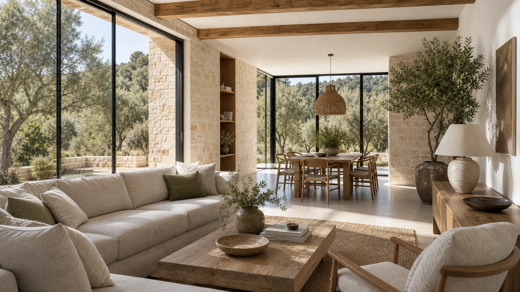 Sala d’estar lluminosa d’una propietat rural
