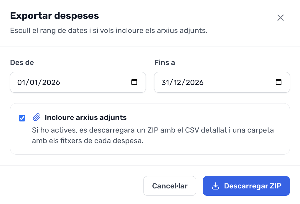 Exportacions per al gestor